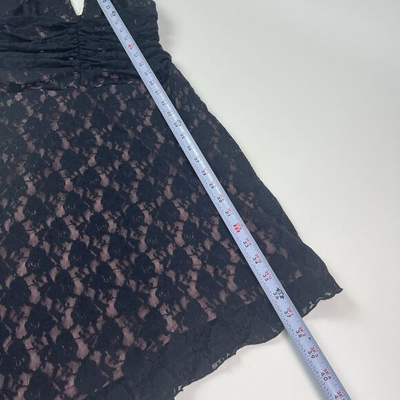 Vtg Wrapper Lace Asymmetrical Halter Dress XS Black Y2K Whimisgoth Fairy Grunge - Picture 9 of 13